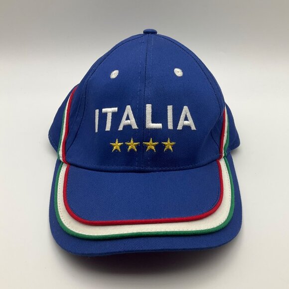 Cappelli Berretti Italia Blue Cap Hat Embroidered Italian Adjustable Cotton 58CM - Picture 1 of 16